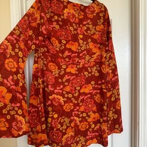 Cider Red and Orange Floral Dress